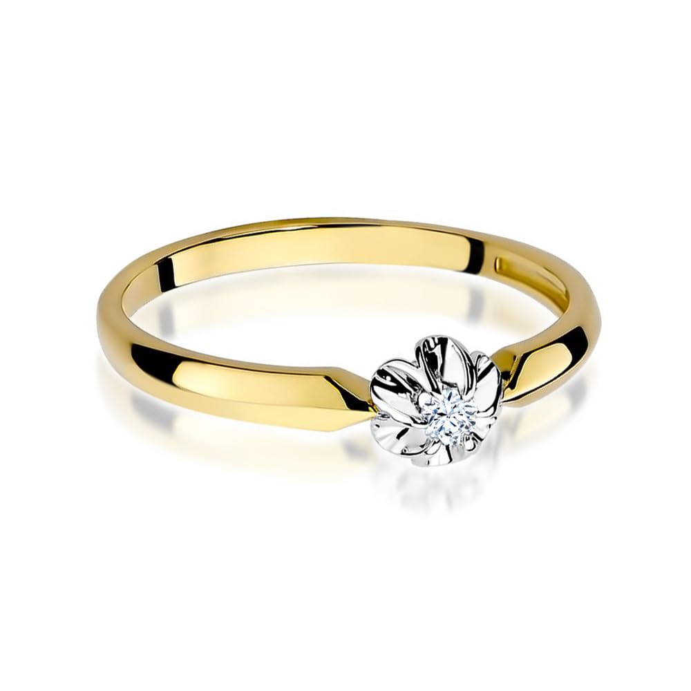 MARKO Feiner Damenring aus 333 Gold mit Blumen-Dekor & Stein – Echtgold Vorsteckring/Verlobungsring