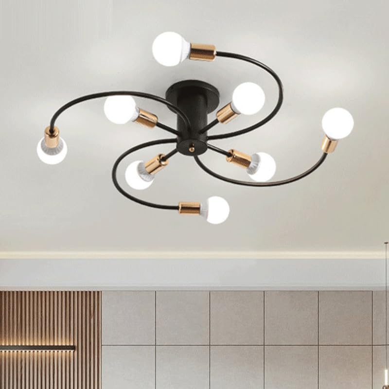 Plafonnier or à 6 ampoules LED pour une salle à manger chic