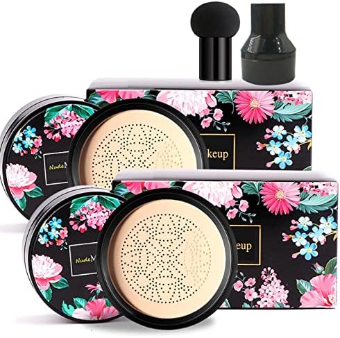 KWOLYKIM 2 Pack Mushroom Head Air Cushion CC Cream BB Cream, Concealer Lasting Nude Makeup Moisturizing Brightening Pigment CC Liquid Foundation Ivory