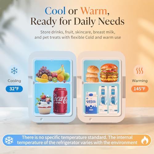 Image of Mini Fridge for Bedroom - Portable 4 Liter /6 Can Cooler & Warmer for Skincare, Cosmetics, Makeup, Medicine & Food - Small Refrigerator with AC /DC Power for Home, Car, Dorm & Office