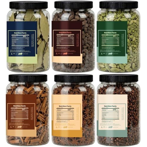 Image of LILA DRY FRUITS Indian Pulao Kit Spices Masala Combo | Tej Patta, Hari Elaichi, Donda, Dalchini, Chakri Phool & Laung 100 Gms Each
