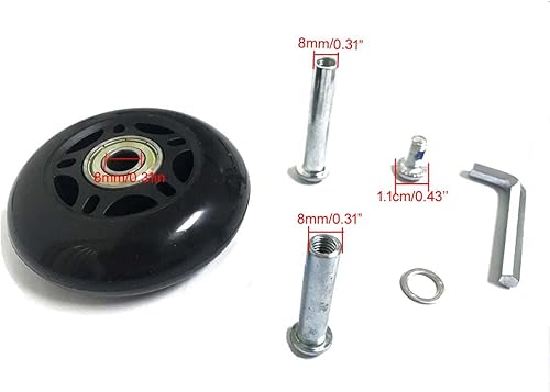 Miniatura 3 de LOTOWELZON 2 ruedas de repuesto para maletas de equipaje, 50647075843.543 in ruedas de goma en línea con kits de reparación de rodamientos ABEC-7