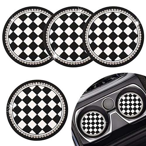 Portavasos para auto con diseño de tablero a cuadros 4 piezas