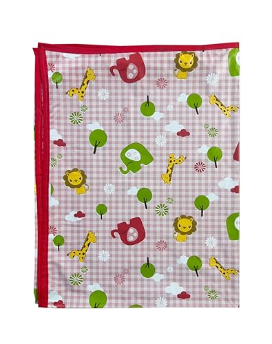 Image of EcoSoft Plastic Sheet,PVC Sheet for Kids,Rubber Sheet for Babies,Bed Wetting Protector(90 x 135 cm) (Pink Big Jungle)