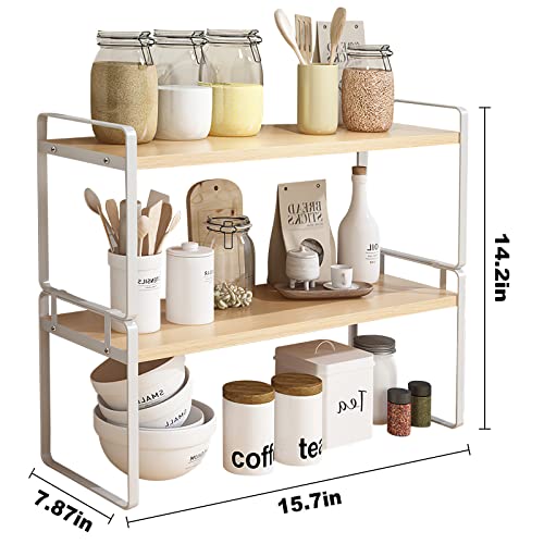 Image of YGYQZ Desk Shelf Organizer for Top of Desk, Detachable 2 Tier Desktop Bookshelf, Wooden Desk Shelves Storage Rack, Small Desktop Shelf for Office Home Dorm, Tabletop Desk Organizer Stand (White Wood)