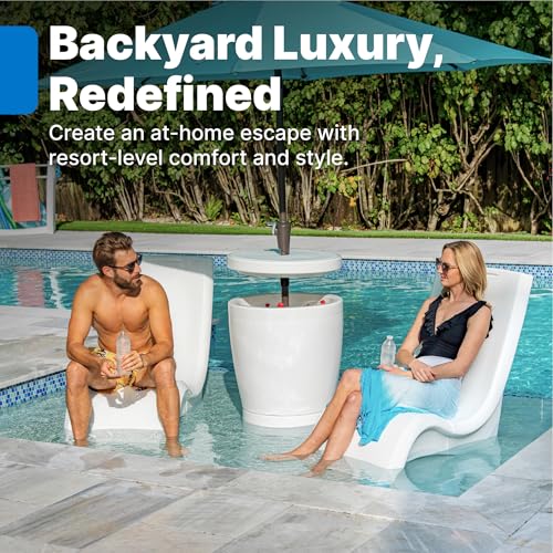 Image of Step2 Vero Pool Chair, Fade-Resistant, Waterproof Patio Furniture for Sun Shelf, Use in Pools up to 9-Inches of Water, Weighted, White