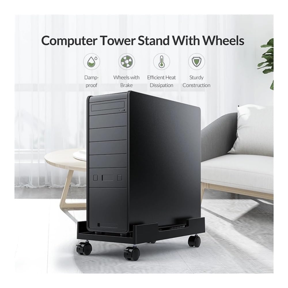 Akcesoria komputerowe PC Cases Cart Desktop PC Towers Stand, Mobile CPU Cooling Holder Bracket with 4 Rolling Caster Wheels Floor CPU Stand Fits Most PC Under Desk Stojak na wieżę komputerową