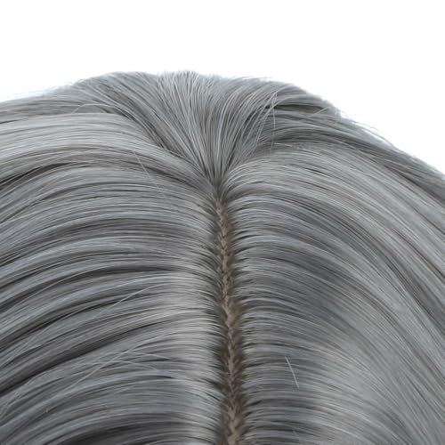 Image of PATTNIUM Gray Ombre White Short Curly Wavy Wigs for Girls Kids | Grey Side Part Shoulder Length Wig Halloween Cosplay Costume Party Wigs