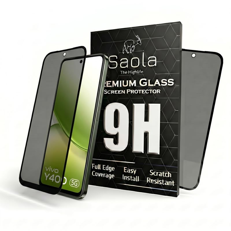Image of Saola Ultra Privacy Tempered Glass For Vivo Y400 5G (PACK OF 1) with Free Installation Kit. Full screen Coverage. Free Replacement If Received Damaged - 6.67 inch