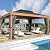 YOLENY 12'x16' Hardtop Gazebo, Galvanized Steel Double Roof with Wood-Looking Aluminum Frame, Outdoor Permanent Metal Pavilion with Curtains and Nettings for Patio, Backyard and Deck