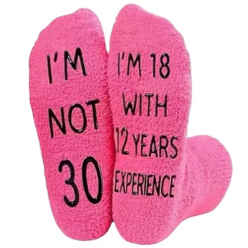 NOEMIN Presentes de aniversário para mulher, meias divertidas de 18, 30, 40, 50, 60 anos, ideias de presente para mulher, Fúcsia - 30 Aniversários, Tamanho único