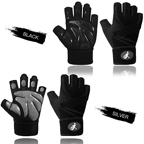 Andoer Luvas de treino Luvas de ginástica respiráveis ​​para levantamento de peso Luvas de treino pa