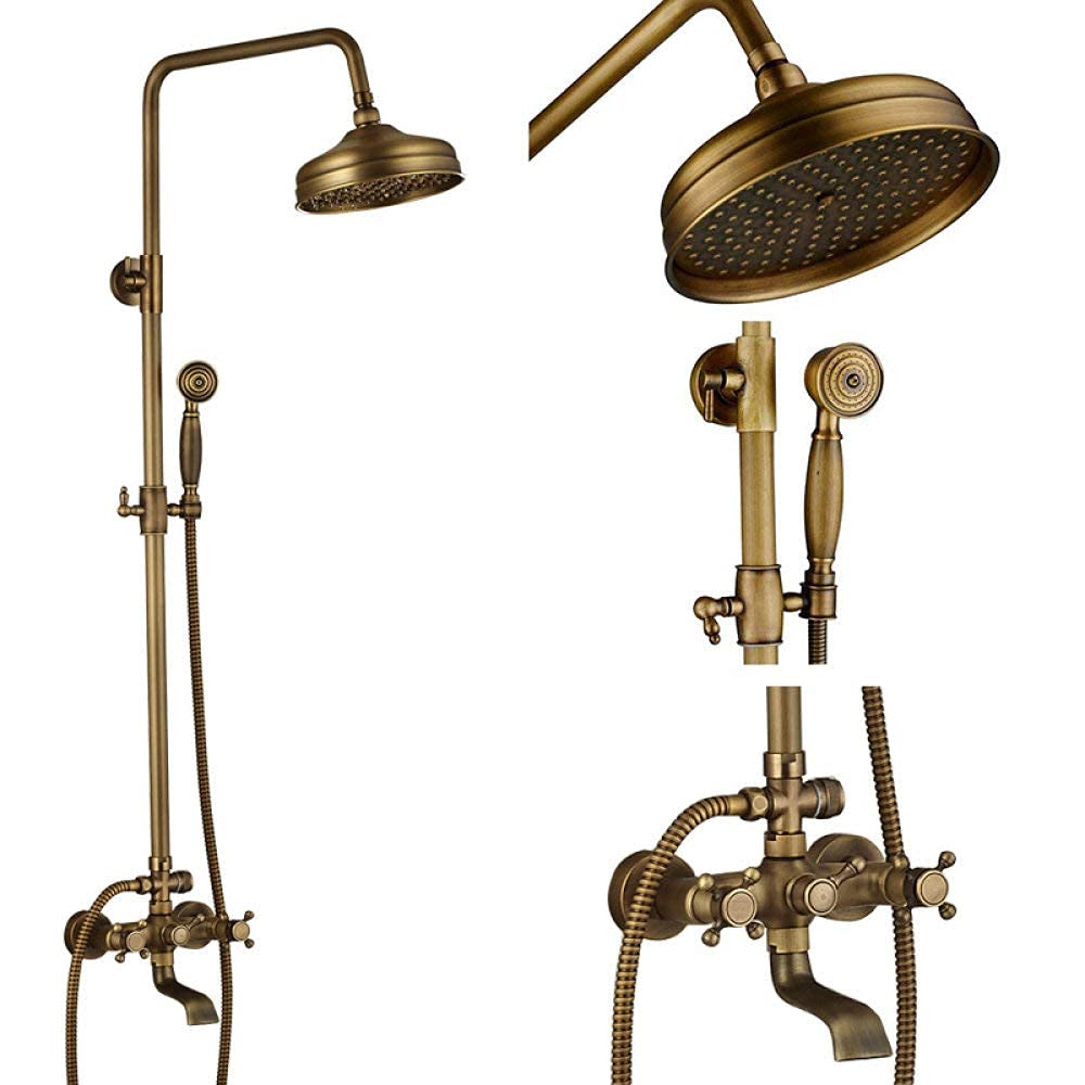 Pommeau de douche en laiton 8 pouces style rétro avec colonne de douche mitigeur bain