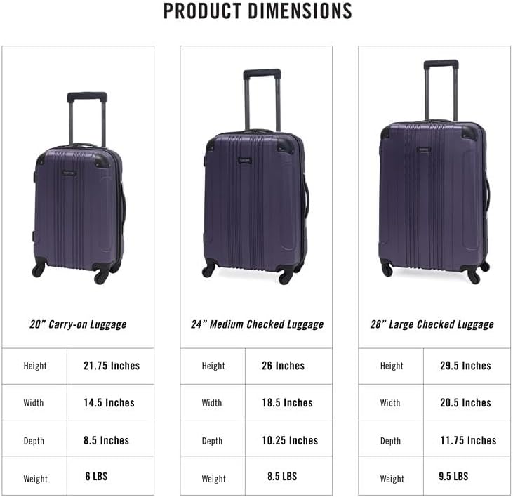 Kenneth Cole REACTION Out of Bounds Lightweight Hardshell 4-Wheel Spinner Luggage, Smokey Purple, 24-Inch Checked - Image 6