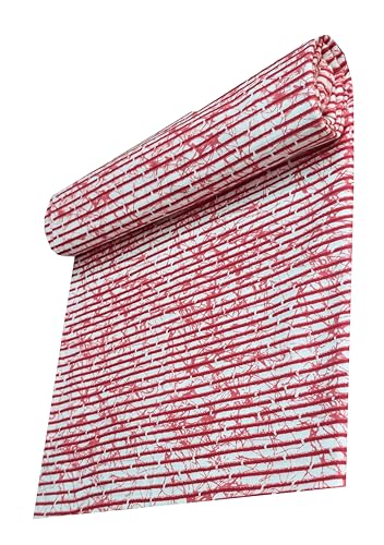 Image of 2 Meter Hand Block Indian Cotton Unstitched Jaipuri Handmade Digital Printed Fabric Material for Women Kurta /Blouse /Palazzos /Piece Material for Women's (Lehriya Red)