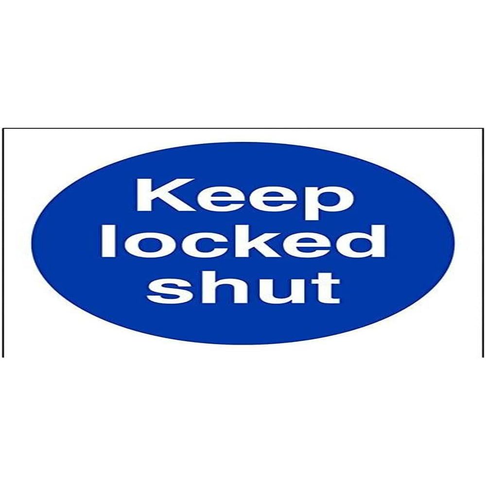 V Safety Keep Locked Shut Fire Door Sign - 100mm x 100mm - 1mm Rigid Plastic