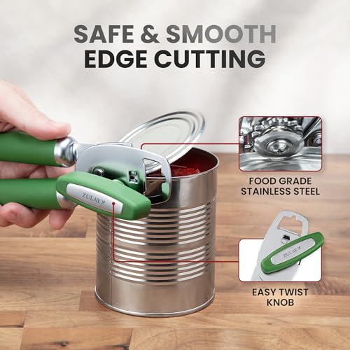 Image of Zulay Kitchen Manual Can Opener Heavy Duty Patented Stainless Steel, Pine