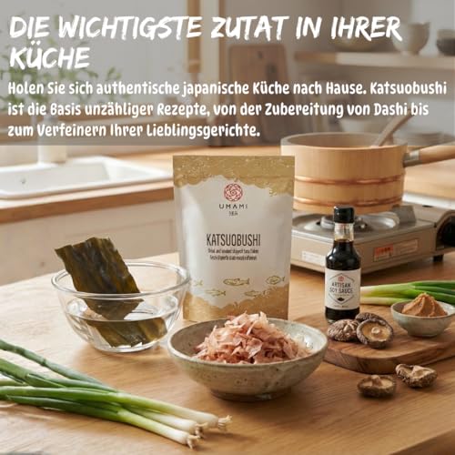 Umami Katsuobushi Bonitoflocken 40g - Authentisches Hanakatsuo - Nachhaltiger Fischfang, Langsam Getrocknet - Ideal für Dashi-Brühe, Takoyaki & Okonomiyaki