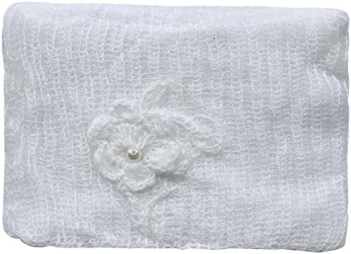 iEFiEL Newborn Baby Photography Prop Mohair Crochet Knit Wrap Blanket with Flower Headdress Headband image 3