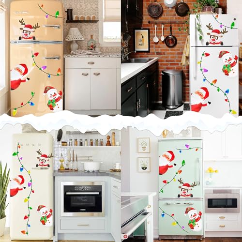 Image of 44 Pieces Christmas Car Refrigerator Decorations - Reflective Bulb Light Santa Reindeer Tree Snowman Magnet Accessories Set Xmas Holiday Cute Decor