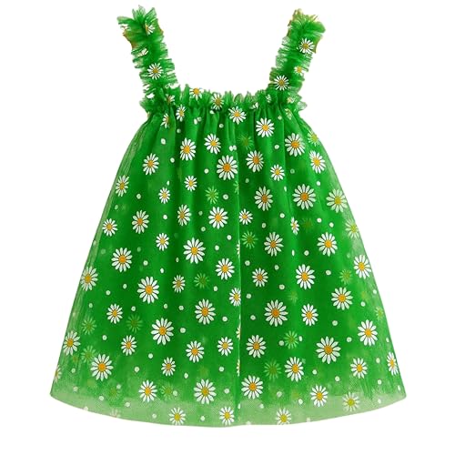 Image of TotzTouch Baby Girls Knee-Length Dress | Frock Cami Strap Flared Printed Net Sleeveless Gown