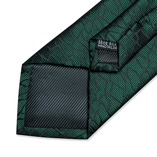 Image of DiBanGu Extra Long Tie for Men 63 inch XL Silk Necktie Set | Pocket Square and Cufflinks, Big and Tall, Jacquard Woven, Gift Box, Paisley /Plaid /Solid /Striped, for Weddinng Party Business
