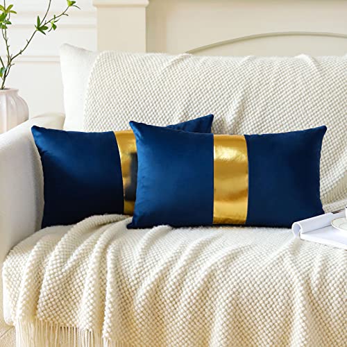 Housses de coussin rectangulaires 40x60 en velours bleu nuit
