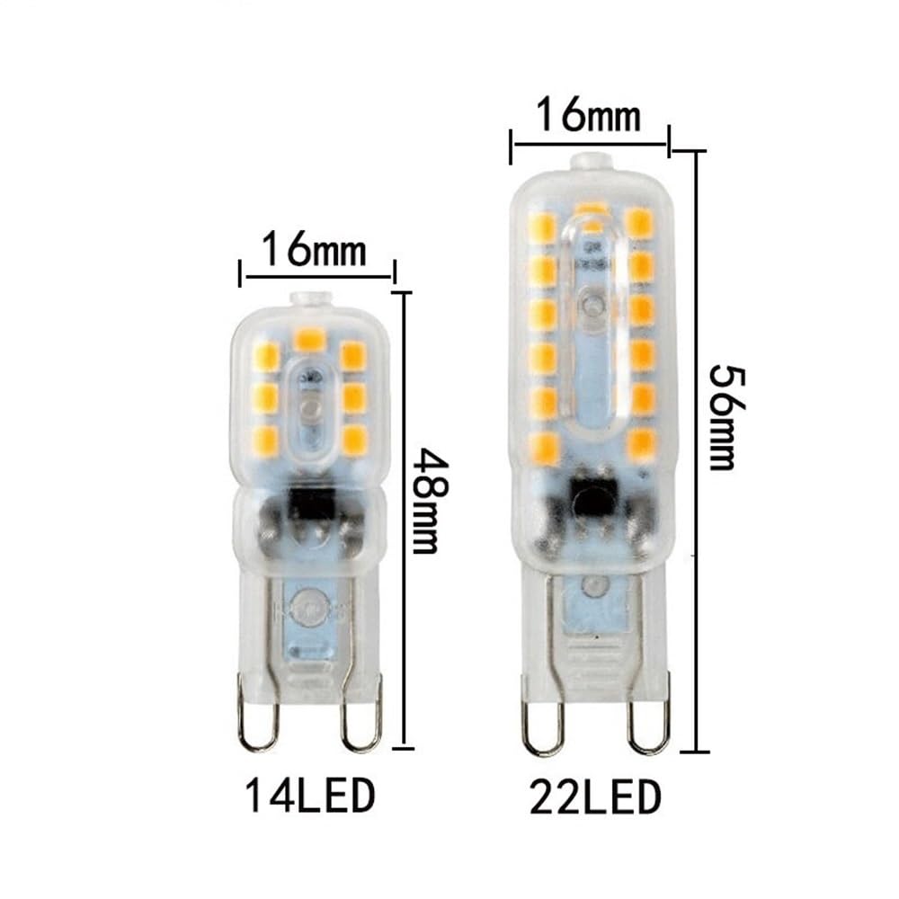 Fengyan Casa Lampadine, Confezione da 20, lampadine a LED a mais G9 2835SMD AC220V 3W/5W dimmerabili for ufficio, centro commerciale, casa(Clear cover - warm white,3W)