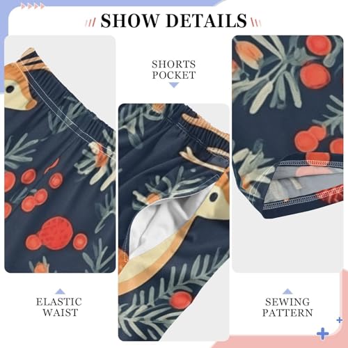 Boys' Pants Christmas Berry Deer Leave Long Bottoms Jogger Pants Elastic Waist Trousers with Pockets S-XL4