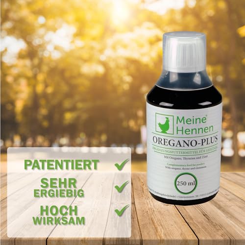 Meine Hennen Oregano-Plus 250 ml, Oregano,Thymian und Zimt Ergänzungsfuttermittel für Hühner, Tauben und Wachteln. Für Ihr Geflügel zur Unterstützung der Darmfunktion, sowie des Stoffwechsels