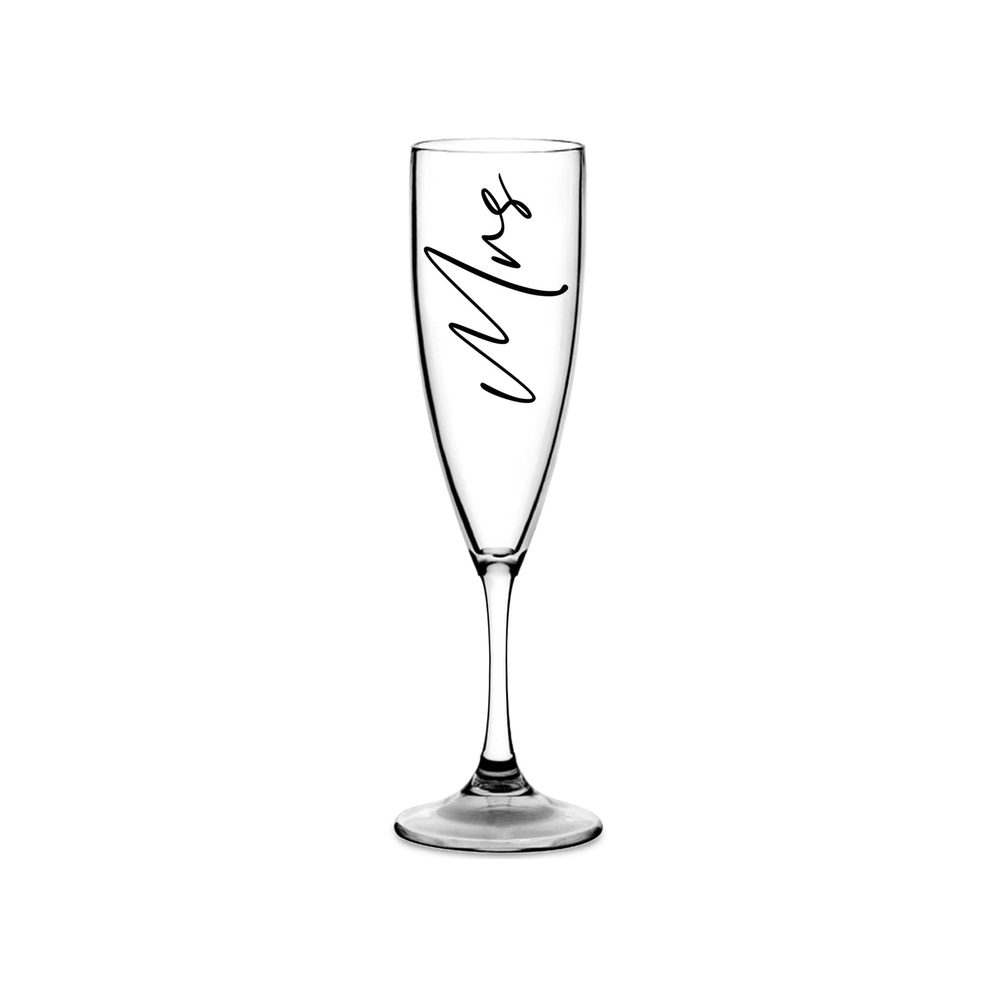 Print Maniacs Champagne Premium Clear Flute Glass Bride Groom Mr Mrs Wedding Maid Honour Wine Cocktail Prosecco Celebrations Gift (Black, Mrs)