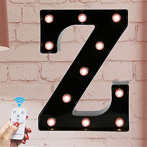 Light Up Letters, LED Letter Lights Sign with Remote Control Black Letter Light Up Letters Sign for Night Light Wedding Birthday Party Christmas Lamp Home Bar Decoration (Z)