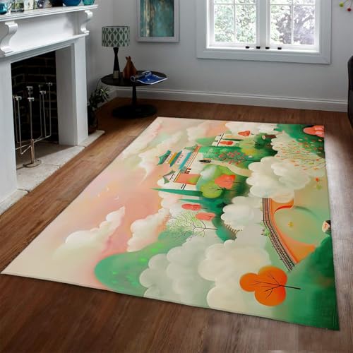Tapis de château de Dessins animés colorés et rêveurs aux finitions soignées