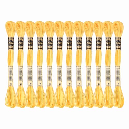 Image of PATIKIL 12 Skeins Embroidery Floss, Polyester Embroidery Threads Bracelets String for Cross-Stitch Hand Embroidery, Yellow