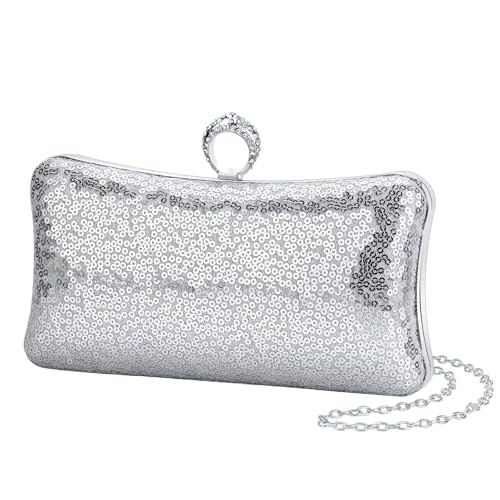 Image of Fashion Women's Evening Bags, Gold Silk Luxury Handbags with Chain Stylish Purses for Wedding Party