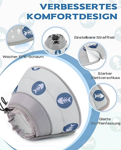Supet Halskrause Katze,Einstellbarer Halskrause Katze Halsband,Wiederherstellung Halsband Weich Kragen Cone Nach Operation und Verletzungen für Welpen, Kleine Hunde und Katzen (Grau,M-)