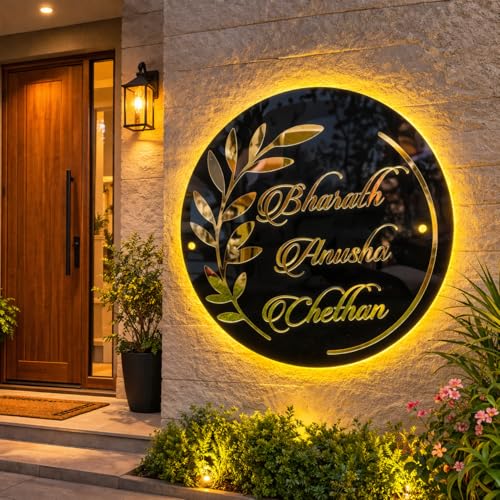 Image of DON'T JUDGE ME Home Entrance Name Plate, Name Plate for Home Entrance | Round Shape | Colour :-Gold And Black | Material:- MDF (12 inches name plate acrylic)