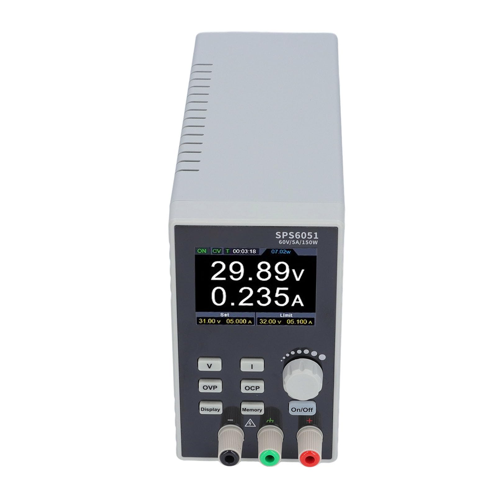 CHICIRIS Zasilacz Prądu Stałego, Programowalny Zasilacz Laboratoryjny Bez Wentylatora 60 V 5 A 150 W, Wyświetlacz LCD 2,8 Cala Interfejs USB do Testowania Elektronicznego (Wtyczka UE 1500 W)