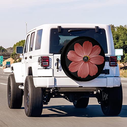 Image of Delerain Spare Tire Cover with Backup Camera Hole Dark Red Flower Primula Wheel Covers Waterproof Dust-Proof UV Sun Universal Fit for RV Trailer RV SUV Truck (18 Inch for Diameter 32 inch-34 inch)