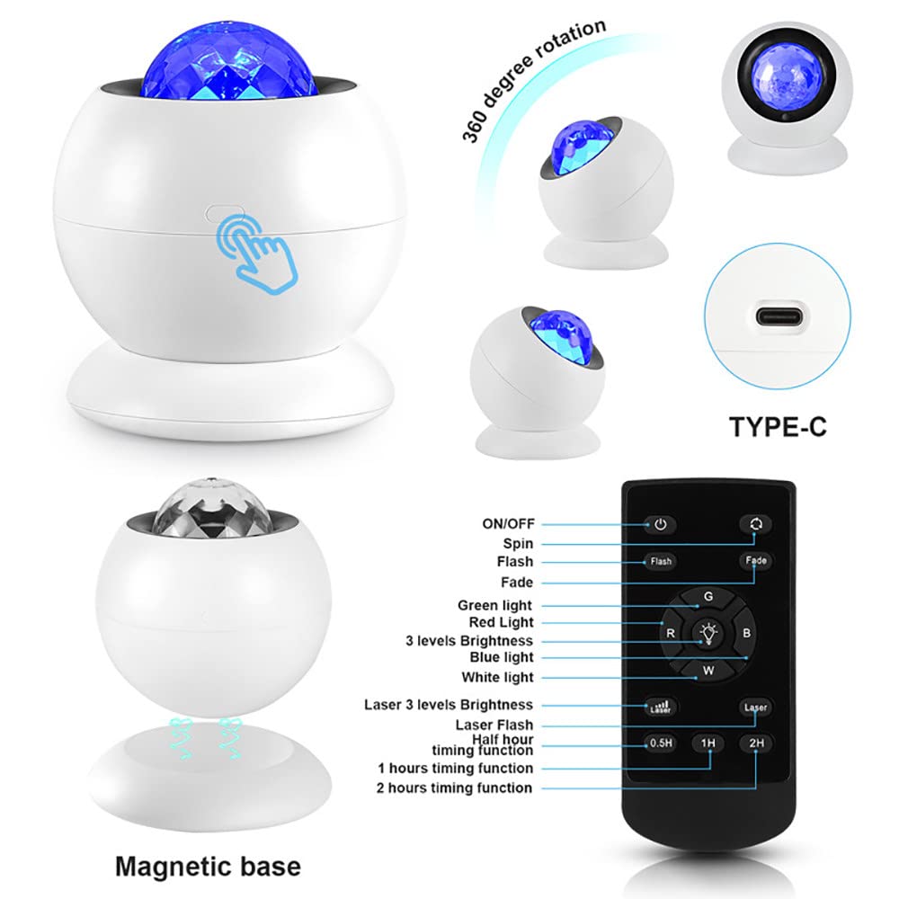 Proiettore a Luce Stellare, LED Rotazione Proiettore Lampada con Telecomando,10 modalità, per Adulti, Bambini, Feste, Regali, Natale, Decorazione della Casa
