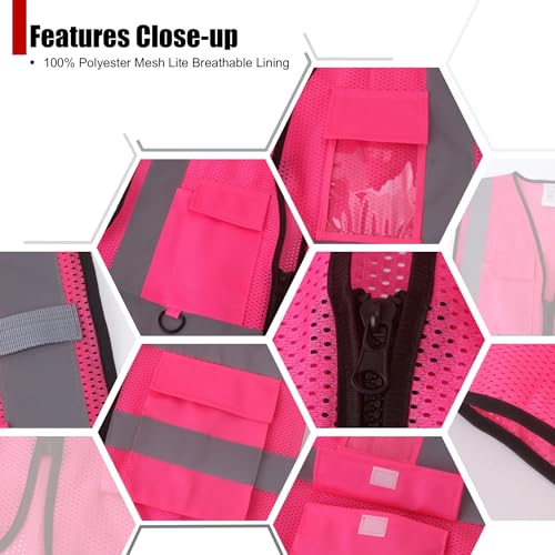 Image of Safety Vest for Men Women Hi Vis Vest with Pockets Mesh High Visibility Vests Meets ANSI /ISEA Standards