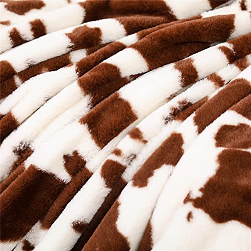 Rynghipy Cow Print Blanket For Sofa Couch Double Sided Flannel Animal Design Brown Throw Blanket (Brown, 51''X63'') #TOP5