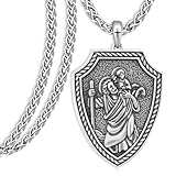 Heiliger Christophorus-Halskette für Herren, Sterlingsilber, Heiliger Christophorus-Anhänger, Sanit Christophorus, Medaille, Amulett, Schmuck, Geschenke für Männer, Vater