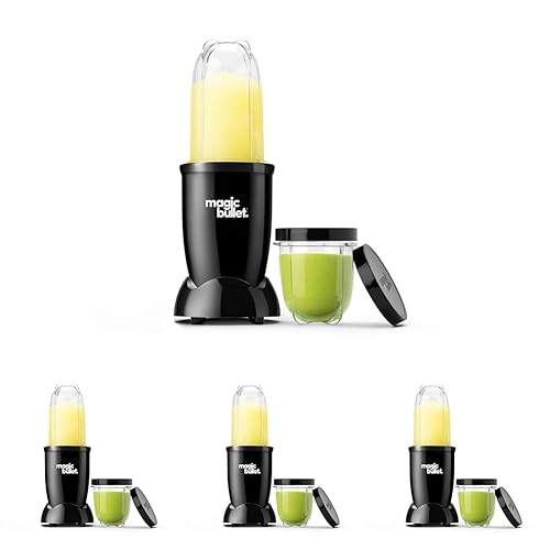 Magic Bullet® Blender Set, 7-Piece Set, 250W Blender and Food Processor, 2 Blending Cups, Cross Blade, Compact Design, Smoothies, Sauces, Silver, MBR-0701AK (Pack of 4)