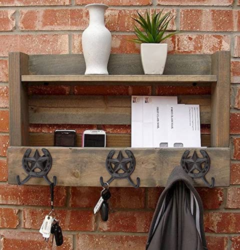 Juxyes Pack Of 2 Cast Iron Lucky Horseshoe Wall Mounted Hook Heavy Duty Rustic Country Wall Coat Hook Star Decorative Hook Farmhouse Horse Shoe Vintage Towel Hook For Hats Coats Keys #TOP6