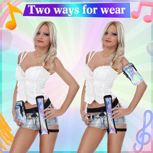 Locmeo Laser Rave Fan Bag with Phone Cell Phone Bag Fan Case Bag Pack with Arm Leg Band Buckled Zippers and Hidden Zipper Pocket for Music Raves and Circuit Parties
