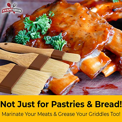 image for Avant Grub Restaurant-Grade Boar Hair Pastry and Basting Brush Set of 