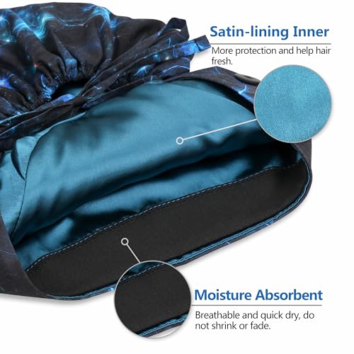 Image of Satin Lined Scrub Cap for Women, Bouffant Nurse Cap with Sweatband and Buttons, Adjustable Surgical Hat for Curly Hair, Braids, Long Hair and Buns