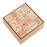 Holzstempel Etikettengröße: Diese hübschen niedlichen Holzstempel sind meistens 2X2X3cm groß. Paket für Box, einfach zu lagern