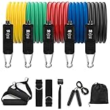 Fitnessbänder Resistance Bands Set, 5 Widerstandsbänder Expander Tube Bands, Fitnessband mit Türanker, Griffe, Knöchelriemen, Ideal für Pilates, Muskelaufbau, Krafttraining